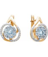 Золотые серьги Ювелирные Традиции S122-3903T с топазами, фианитами