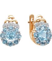 Золотые серьги Ювелирные Традиции S122-3906T с топазами, фианитами