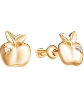 Детские золотые серьги-пусеты (гвоздики) Ювелирные Традиции S130-4360 с фианитами