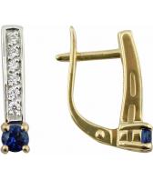 Золотые серьги Ювелирные Традиции S132-1158JUKRS с сапфиром, фианитами