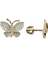 Золотые серьги-пусеты (гвоздики) Ювелирные Традиции S132-834 с фианитами