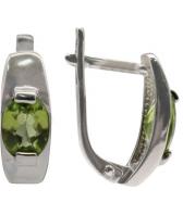 Серебряные серьги с хризолитом Ювелирные Традиции S620-071Hr