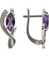 Серебряные серьги Ювелирные Традиции S620-1105Am с аметистами, фианитами