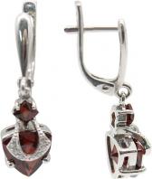 Серебряные серьги Ювелирные Традиции S620-1110Gr с гранатами, фианитами