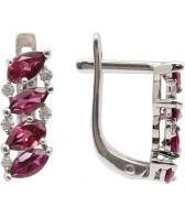Серебряные серьги Ювелирные Традиции S620-1362Rd с родолитами, фианитами