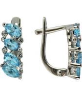 Серебряные серьги Ювелирные Традиции S620-1362TS с топазами, фианитами