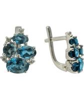 Серебряные серьги Ювелирные Традиции S620-1366TL с Лондон топазами, фианитами