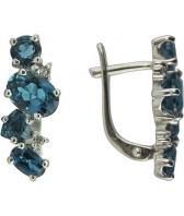 Серебряные серьги Ювелирные Традиции S620-1368TL с Лондон топазами, фианитами