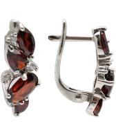 Серебряные серьги Ювелирные Традиции S620-1381Gr с гранатами, фианитами