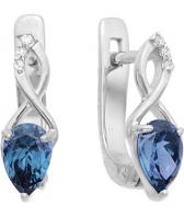 Серебряные серьги Ювелирные Традиции S620-1493TL с Лондон топазами, фианитами