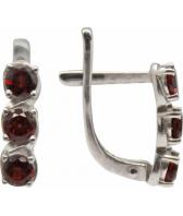 Серебряный серьги Ювелирные Традиции S620-1514Gr с гранатами