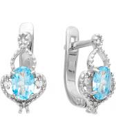 Серебряные серьги Ювелирные Традиции S620-1533T с топазами, фианитами