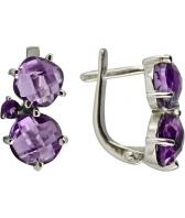 Серебряные серьги Ювелирные Традиции S620-1769AM с аметистами