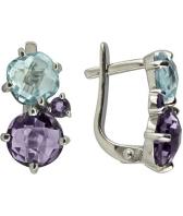 Серебряные серьги Ювелирные Традиции, изделие S620-1769M2 с аметистами, топазами
