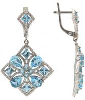 Серебряные длинные серьги Ювелирные Традиции S620-2026TS с топазами, фианитами