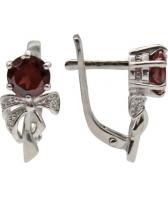 Серебряный серьги Ювелирные Традиции S620-765Gr с гранатами, фианитами