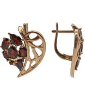 Серебряный серьги Ювелирные Традиции S629-3142Gr с гранатами