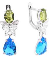 Серебряные серьги Национальное Достояние SG-24/03403GHR-nd с алпанитами