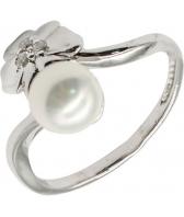 Серебряное кольцо Серебро России k1340/1-53584 с жемчугом, фианитами