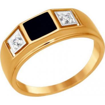 Мужская золотая печатка перстень SOKOLOV 014873_s с эмалью с фианитами 1 Мужская золотая печатка перстень SOKOLOV 014873_s с эмалью с фианитами 1