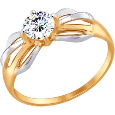 Женское золотое кольцо SOKOLOV 017452_s с фианитом 1 Женское золотое кольцо SOKOLOV 017452_s с фианитом 1