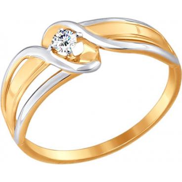 Золотое кольцо SOKOLOV 017457_s с фианитом 1 Золотое кольцо SOKOLOV 017457_s с фианитом 1