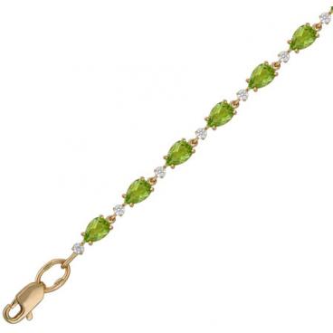 Золотой Браслет цепь Эстет 01B311268-1 с фианитами, хризолитами 1 Золотой Браслет цепь Эстет 01B311268-1 с фианитами, хризолитами 1