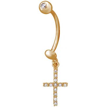 Золотая серьга для пирсинга Эстет 01I110072 с фианитами 1 Золотая серьга для пирсинга Эстет 01I110072 с фианитами 1