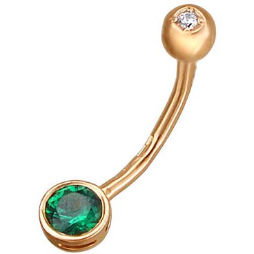Золотая серьга для пирсинга Эстет 01I210018-1 с наноизумрудами, фианитами 1 Золотая серьга для пирсинга Эстет 01I210018-1 с наноизумрудами, фианитами 1