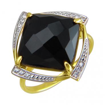 Золотое кольцо Эстет 01K4310117-1 с агатом, фианитом 1