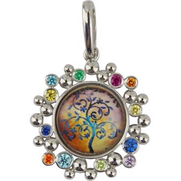 Серебряный кулон Эстет 01P252685OR c изумрудом, рубином, ювелирным стеклом, корундами, cо шпинелью 1 Серебряный кулон Эстет 01P252685OR c изумрудом, рубином, ювелирным стеклом, корундами, cо шпинелью 1