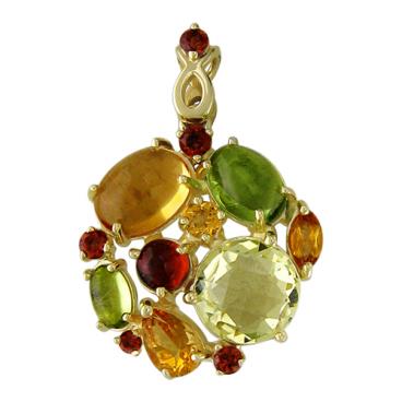 Золотой кулон Эстет 01P336230 c гранатом, кварцем, хризолитом, цитрином 1
