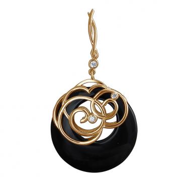 Золотой кулон Эстет 01P4110123-1 c агатом, фианитом 1