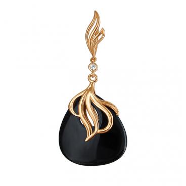 Золотой кулон Эстет 01P4110126-1 c агатом, фианитом 1