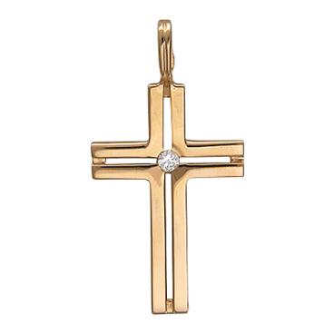 Женский золотой декоративный крестик Эстет 01R110678 с фианитами 1 Женский золотой декоративный крестик Эстет 01R110678 с фианитами 1