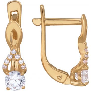 Золотые серьги Эстет 01S117385 с фианитами 1 Золотые серьги Эстет 01S117385 с фианитами 1