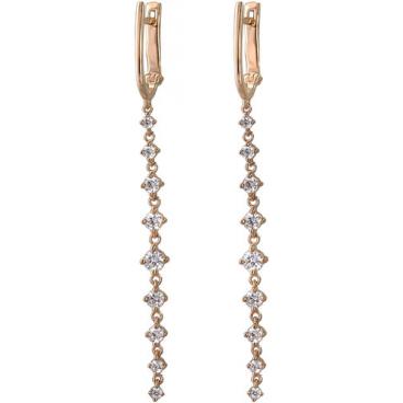 Золотые длинные серьги Эстет 01S118538 с фианитами 1 Золотые длинные серьги Эстет 01S118538 с фианитами 1