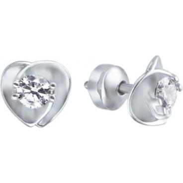 Серьги-пусеты (гвоздики) из белого золота Эстет 01S1211471 с фианитами 1 Серьги-пусеты (гвоздики) из белого золота Эстет 01S1211471 с фианитами 1