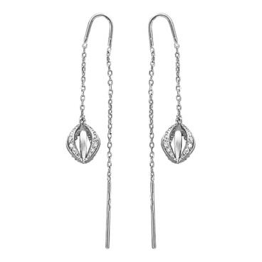 Серьги продевки из белого золота Эстет 01S127506 с фианитами 1 Серьги продевки из белого золота Эстет 01S127506 с фианитами 1