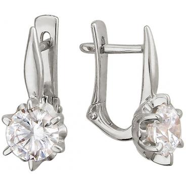 Серьги из белого золота Эстет 01S129290 с фианитами Swarovski 1 Серьги из белого золота Эстет 01S129290 с фианитами Swarovski 1