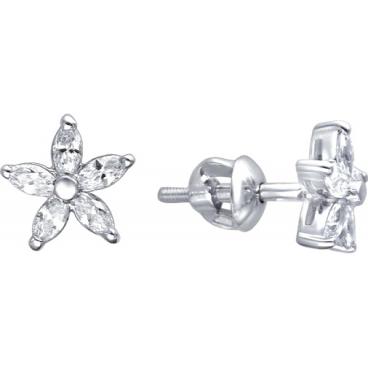 Серебряные серьги-пусеты (гвоздики) Эстет 01S1511702 с фианитами 1 Серебряные серьги-пусеты (гвоздики) Эстет 01S1511702 с фианитами 1