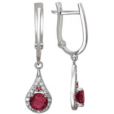 Серьги из белого золота Эстет 01S228523-1 с корундами, фианитами 1