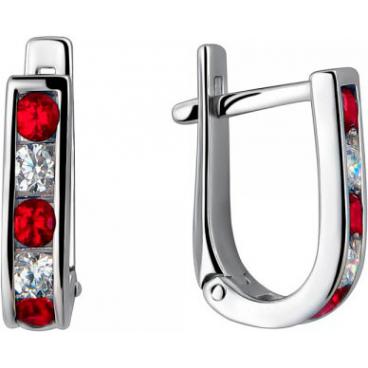 Серебряные серьги Эстет 01S254829-3 с корундами, фианитами 1