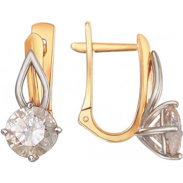 Золотые серьги Эстет 01S2610857-2 с фианитами Swarovski 1 Золотые серьги Эстет 01S2610857-2 с фианитами Swarovski 1
