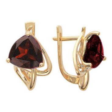 Золотые серьги с гранатом Эстет 01S315017-2 1 Золотые серьги с гранатом Эстет 01S315017-2 1