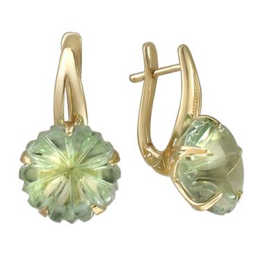 Золотые серьги Эстет 01S337914 с празиолитами 1