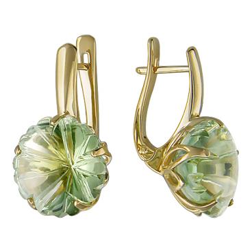 Золотые серьги Эстет 01S337919 с празиолитами 1