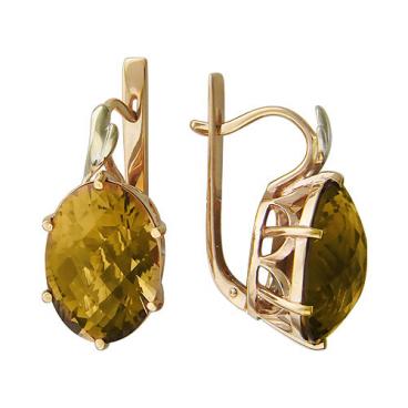 Золотые серьги Эстет 01S368282 с цитринами 1 Золотые серьги Эстет 01S368282 с цитринами 1