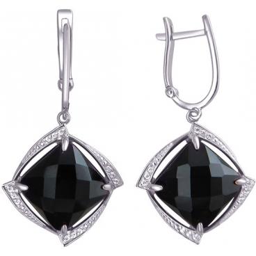 Серьги из белого золота Эстет 01S4210117-1 с агатами, фианитами 1