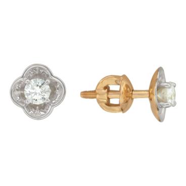 Золотые серьги-пусеты (гвоздики) Эстет 01S616781 с бриллиантами 1 Золотые серьги-пусеты (гвоздики) Эстет 01S616781 с бриллиантами 1